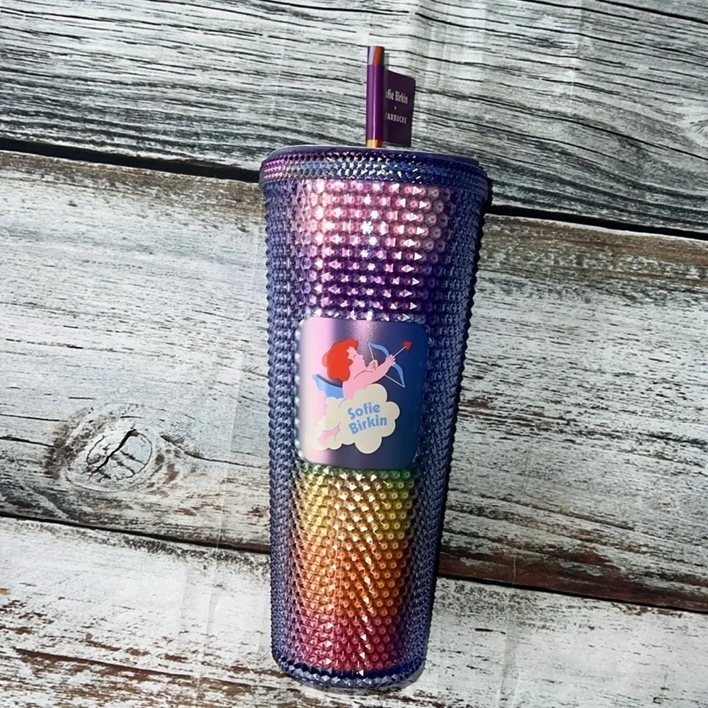 Starbucks 2024 Sofie Birkin Rainbow Pride Bling Studded Venti 24 oz Cold Cup